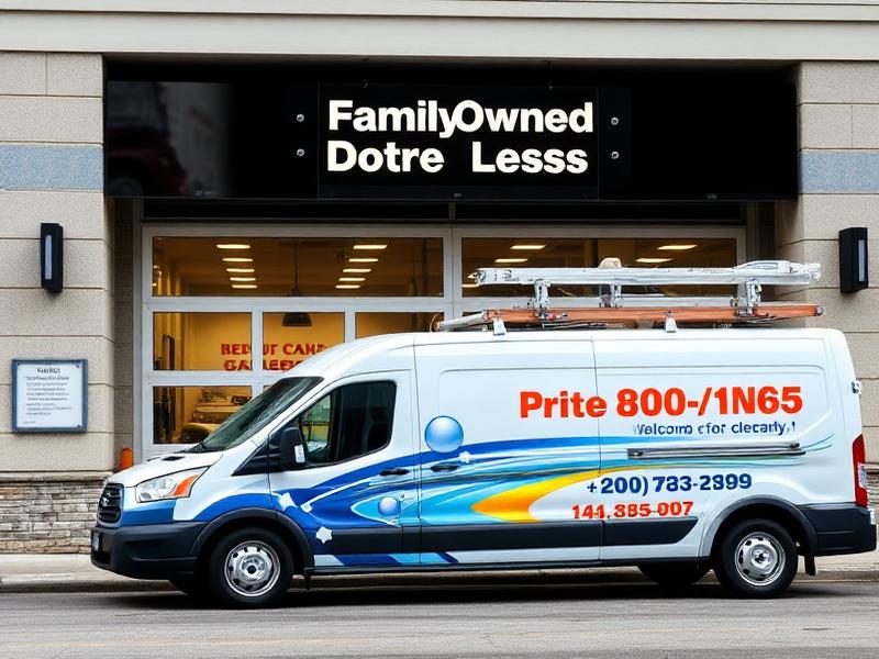 Garage Door Bellflower company storefront with service vehicles